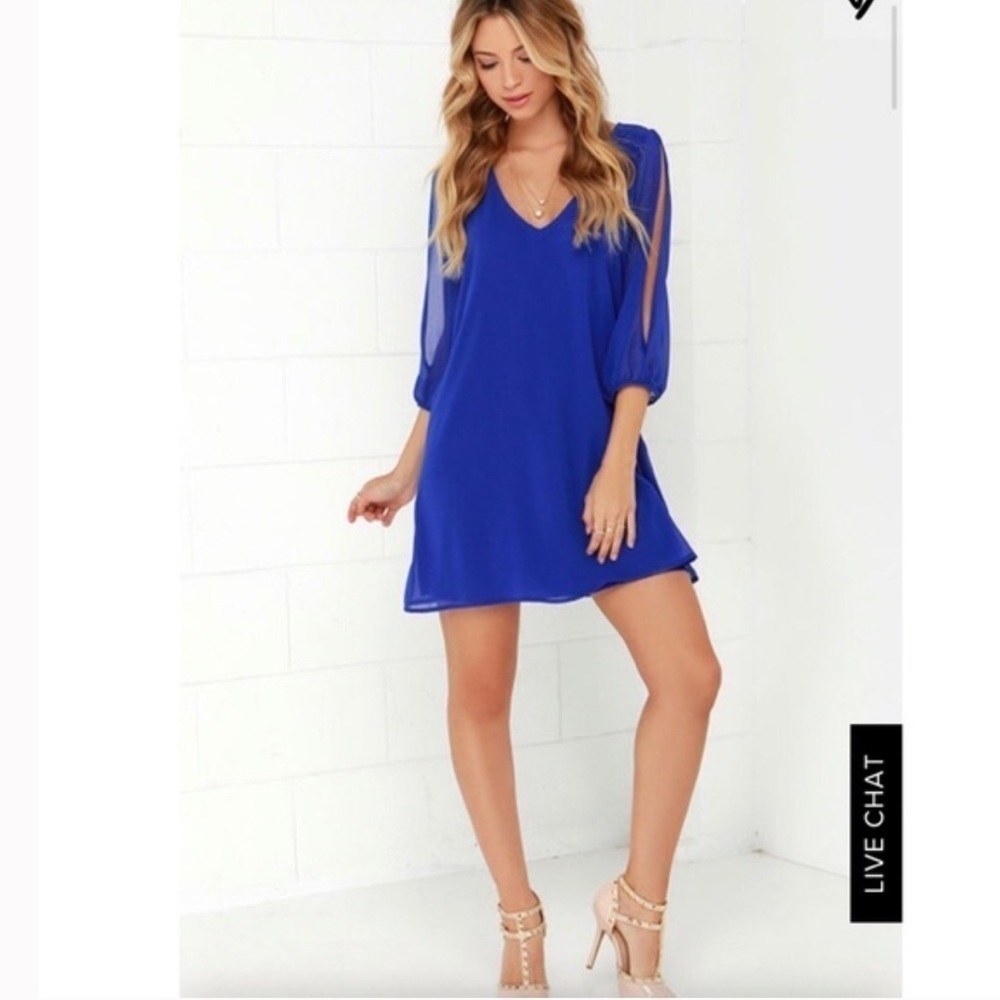 Lulus Shifting Dears Cobalt Blue Dress